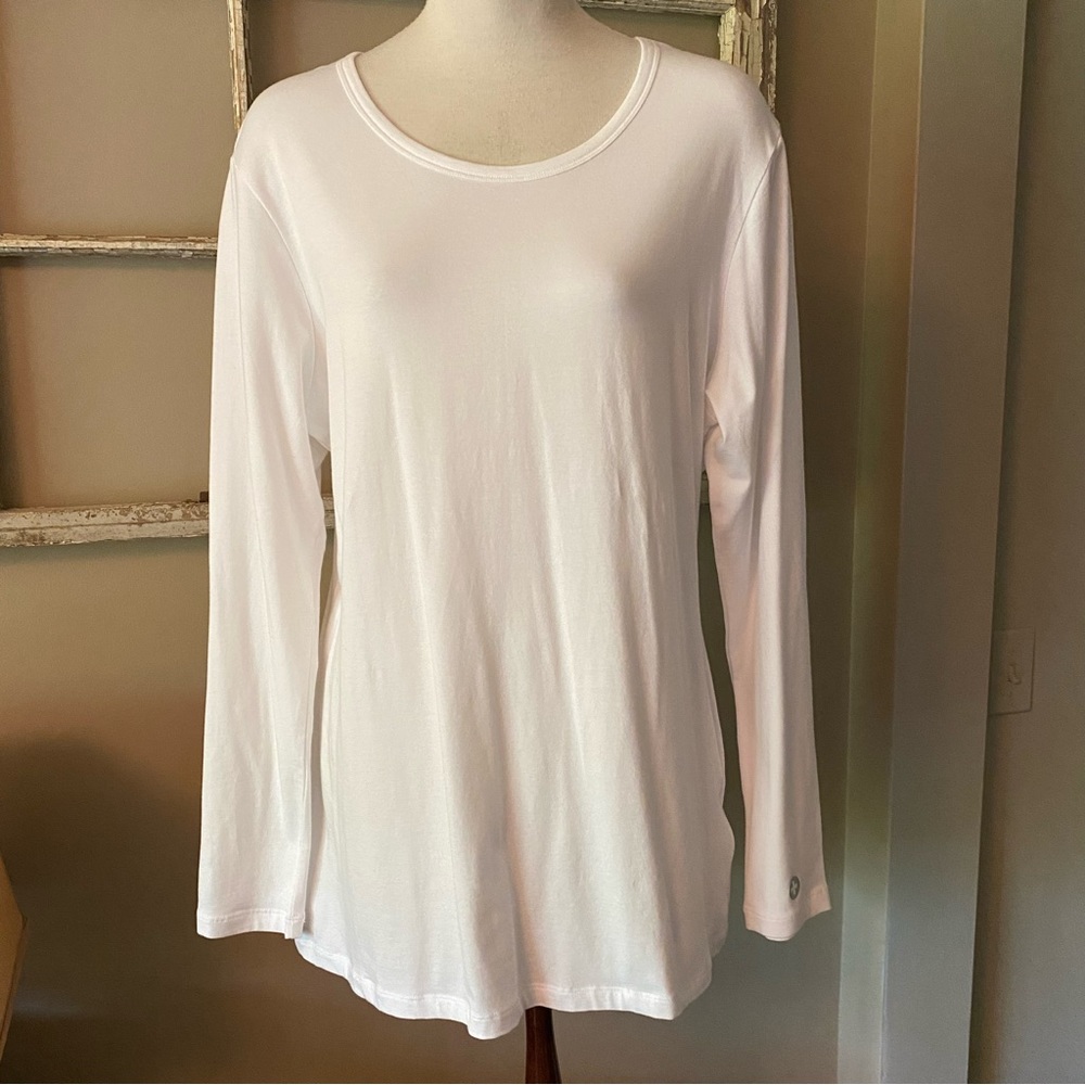 🐚White Cross white cotton long sleeved t shirt